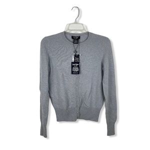 Lord & Taylor 100% Cashmere Gray Cardigan Sweater
